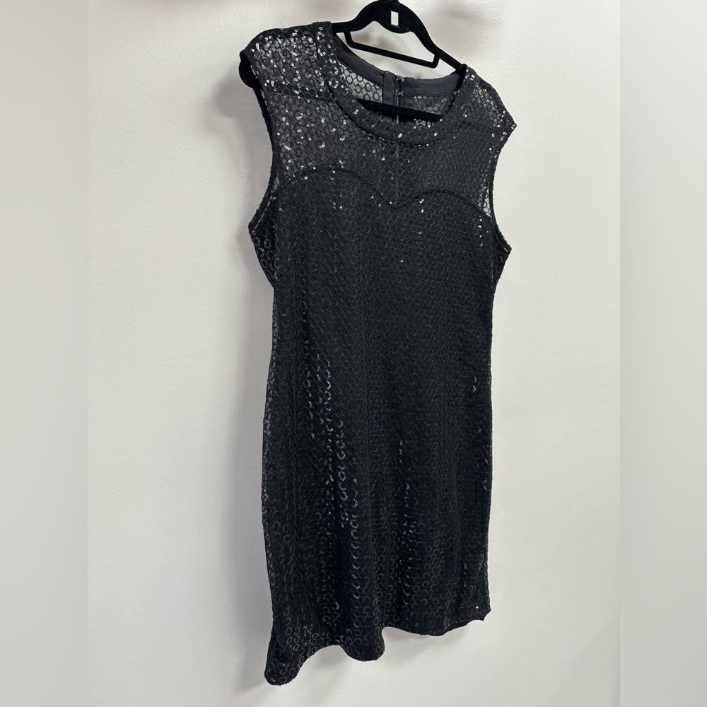 Express Sequence Shimmering Black Mini Dress L - image 1